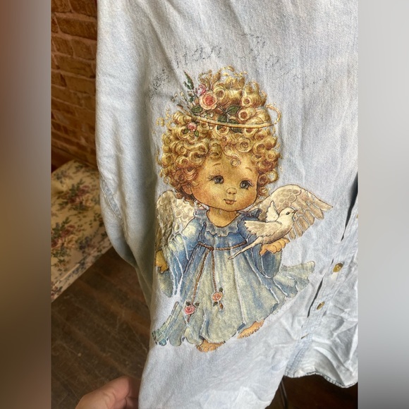 Rare find! All-sport, All season genuinely distressed denim shirt XXL; vintage - Picture 2 of 3